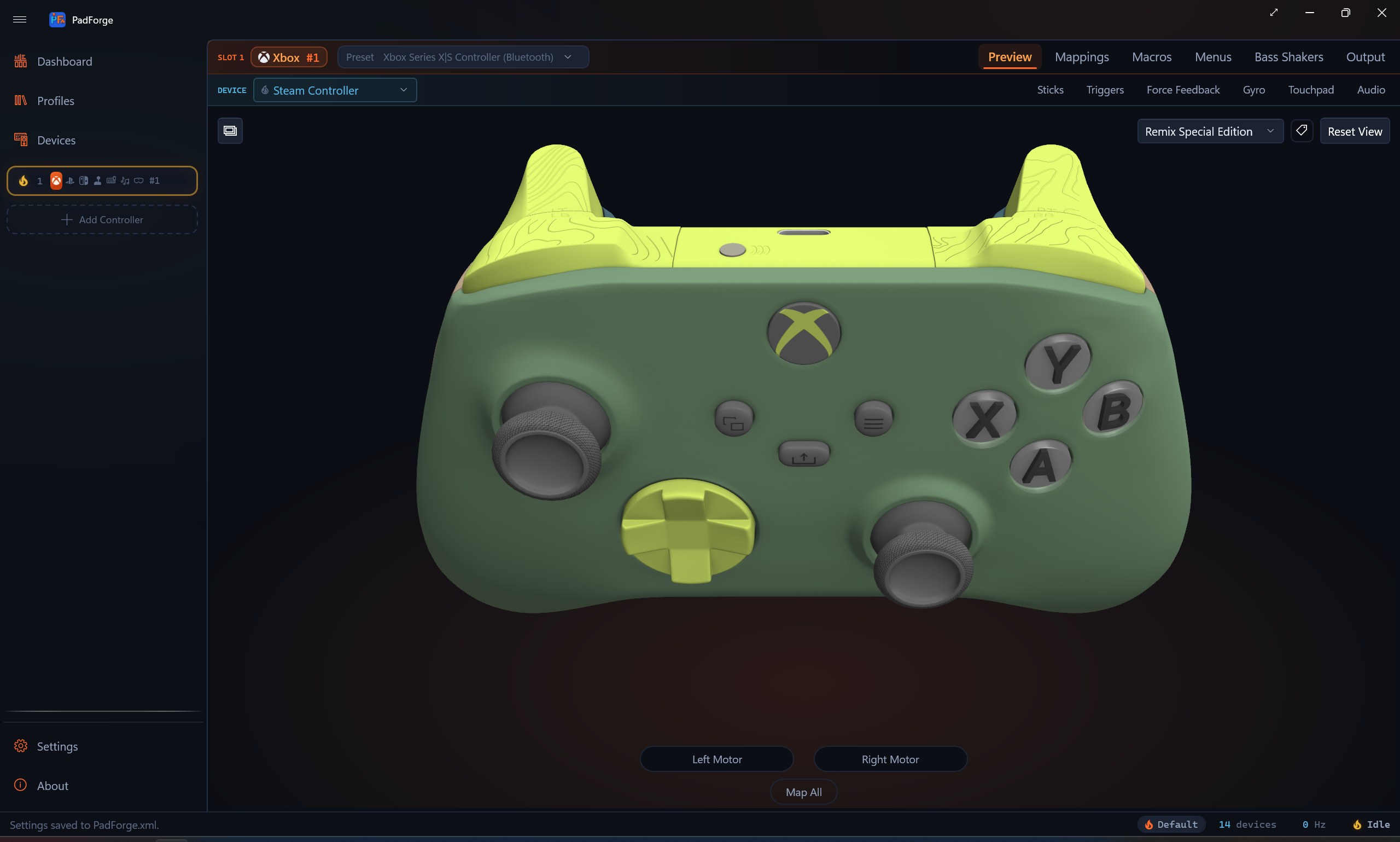 PadForge showing the Remix finish