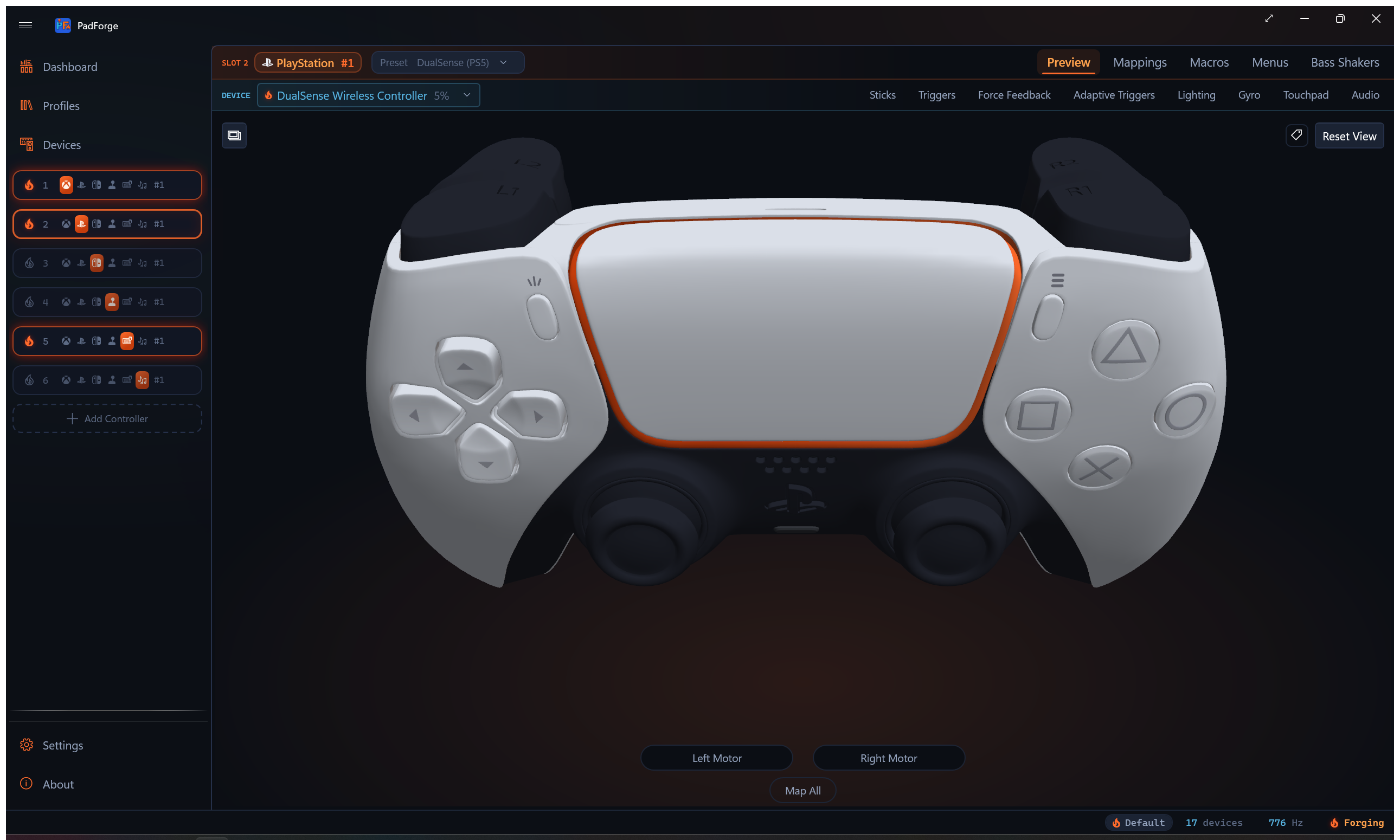 DS4 2D preview with two touchpad finger dots