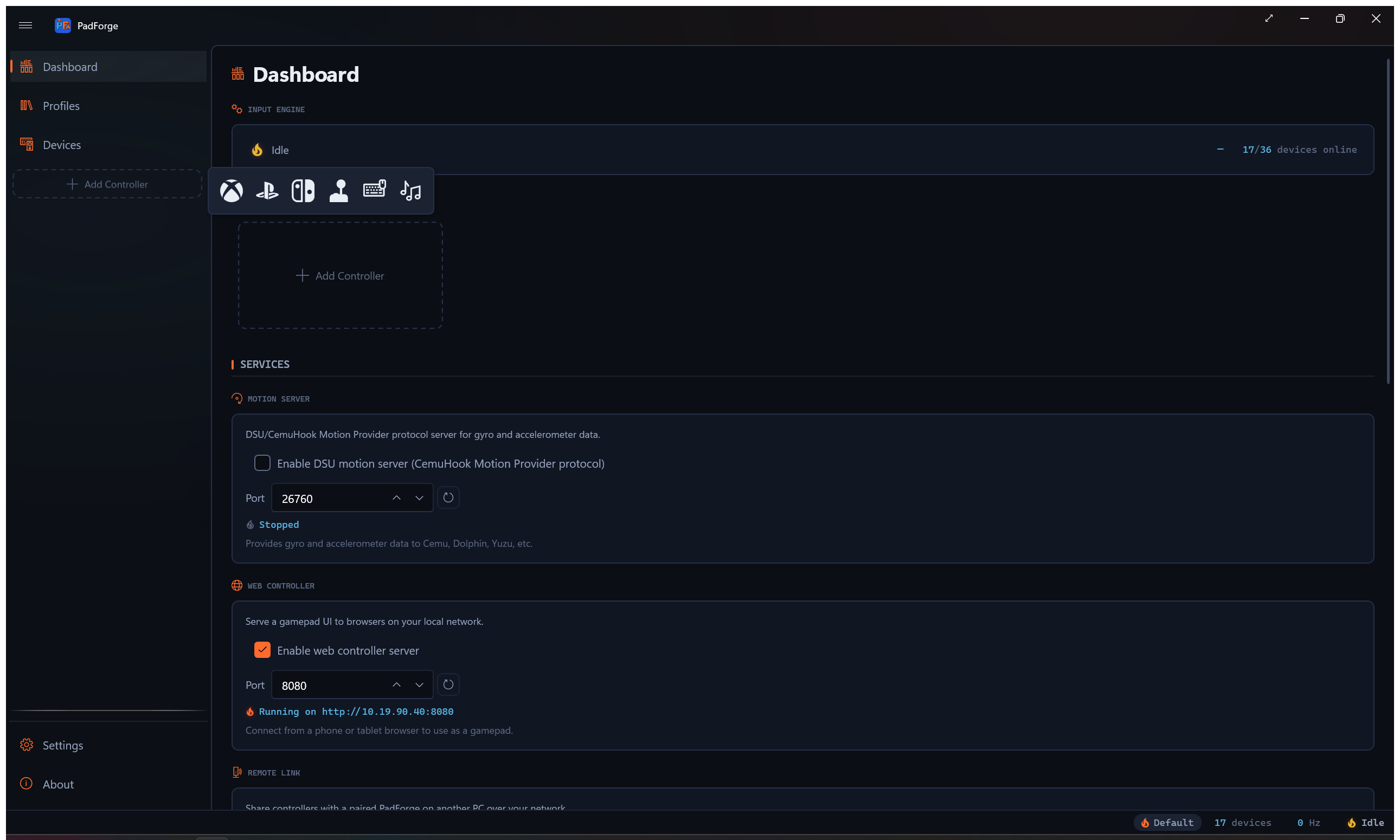 The Add Controller popup