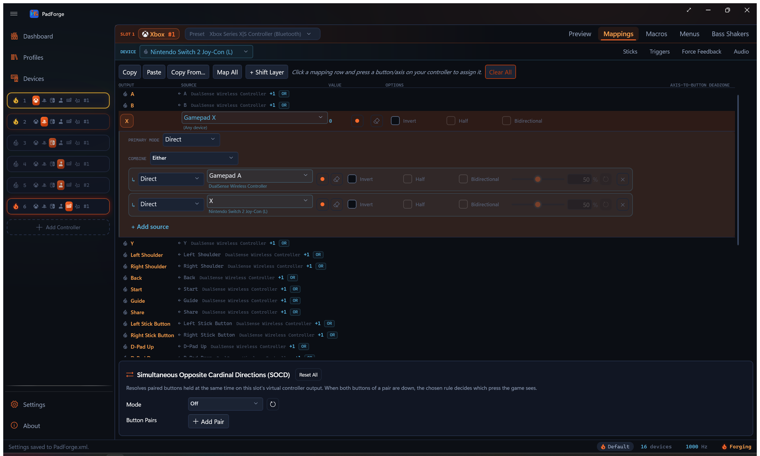 Mouse Motion sources in the mapping picker