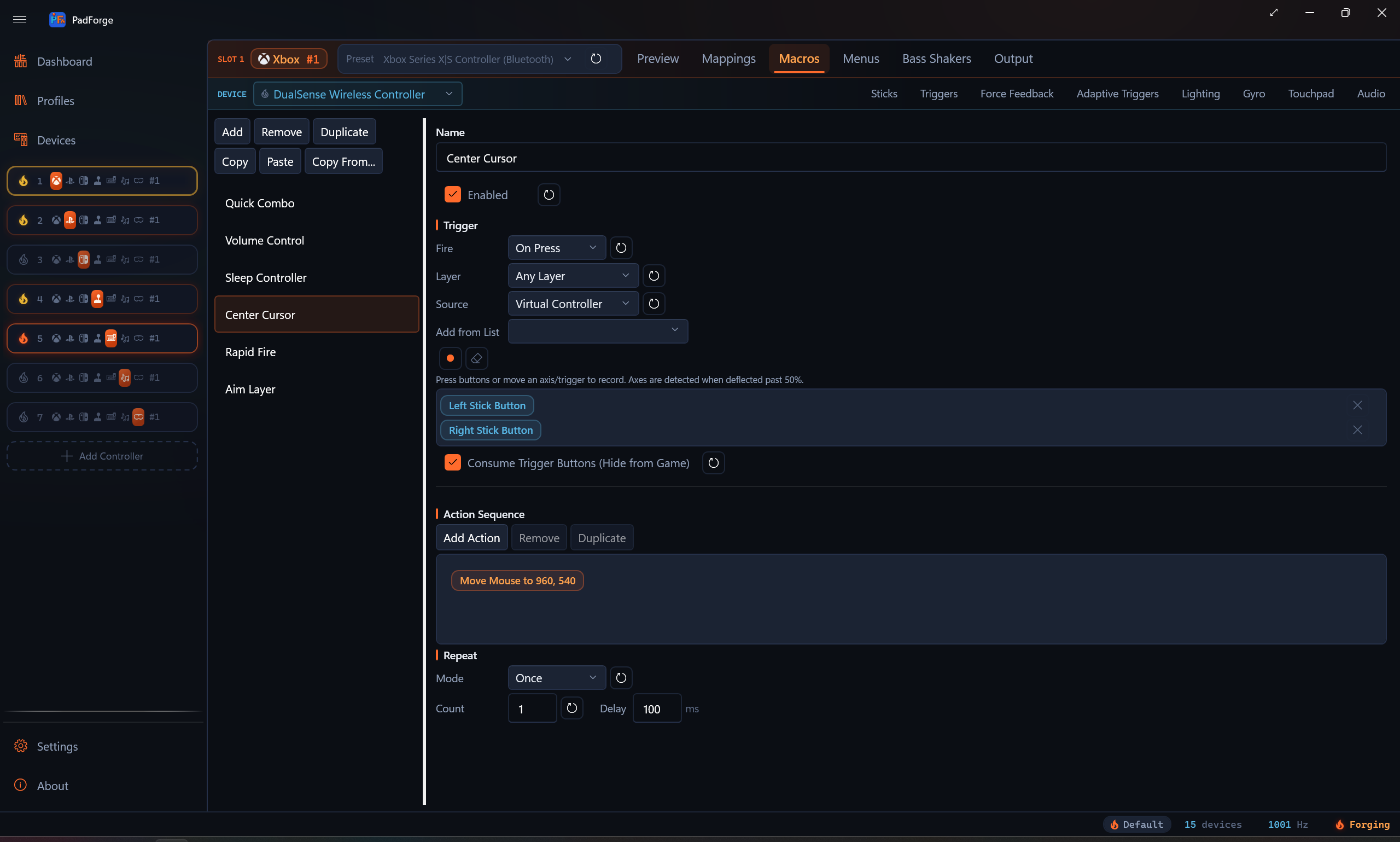 The Move Mouse to Position action editor