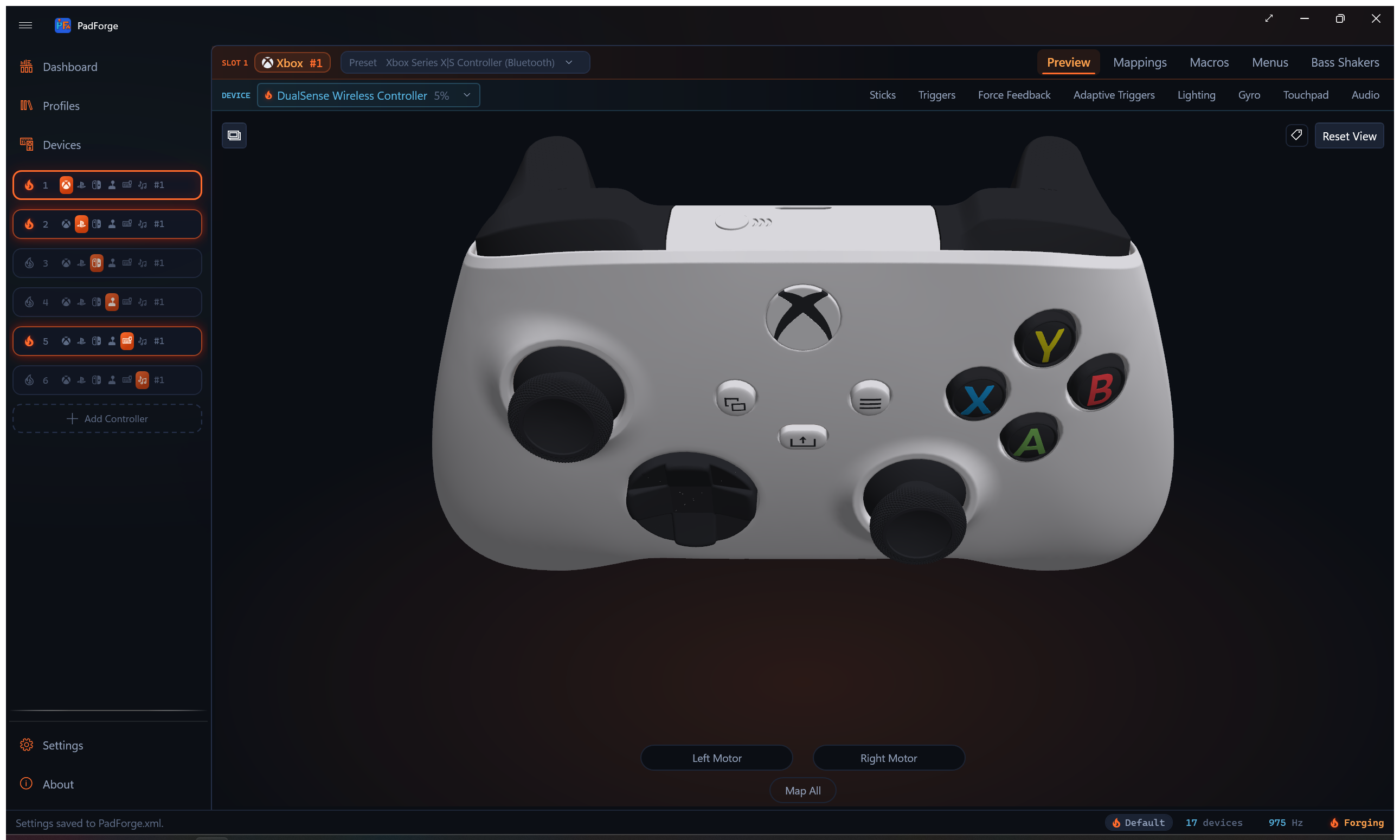 The config tab row on a slot page