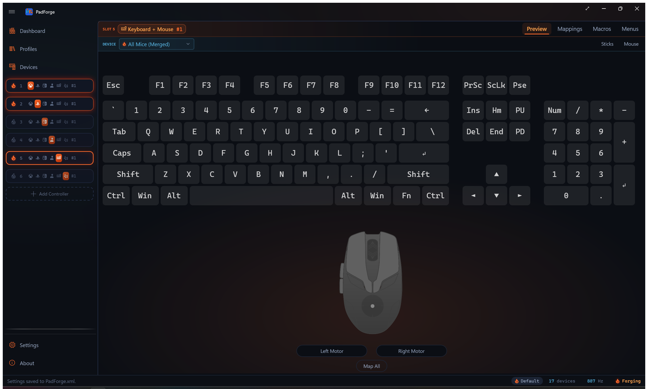 Keyboard and mouse preview