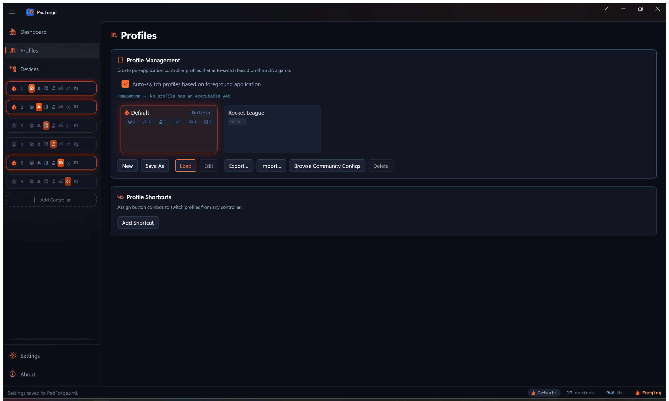 The FOREGROUND readout showing a matched executable