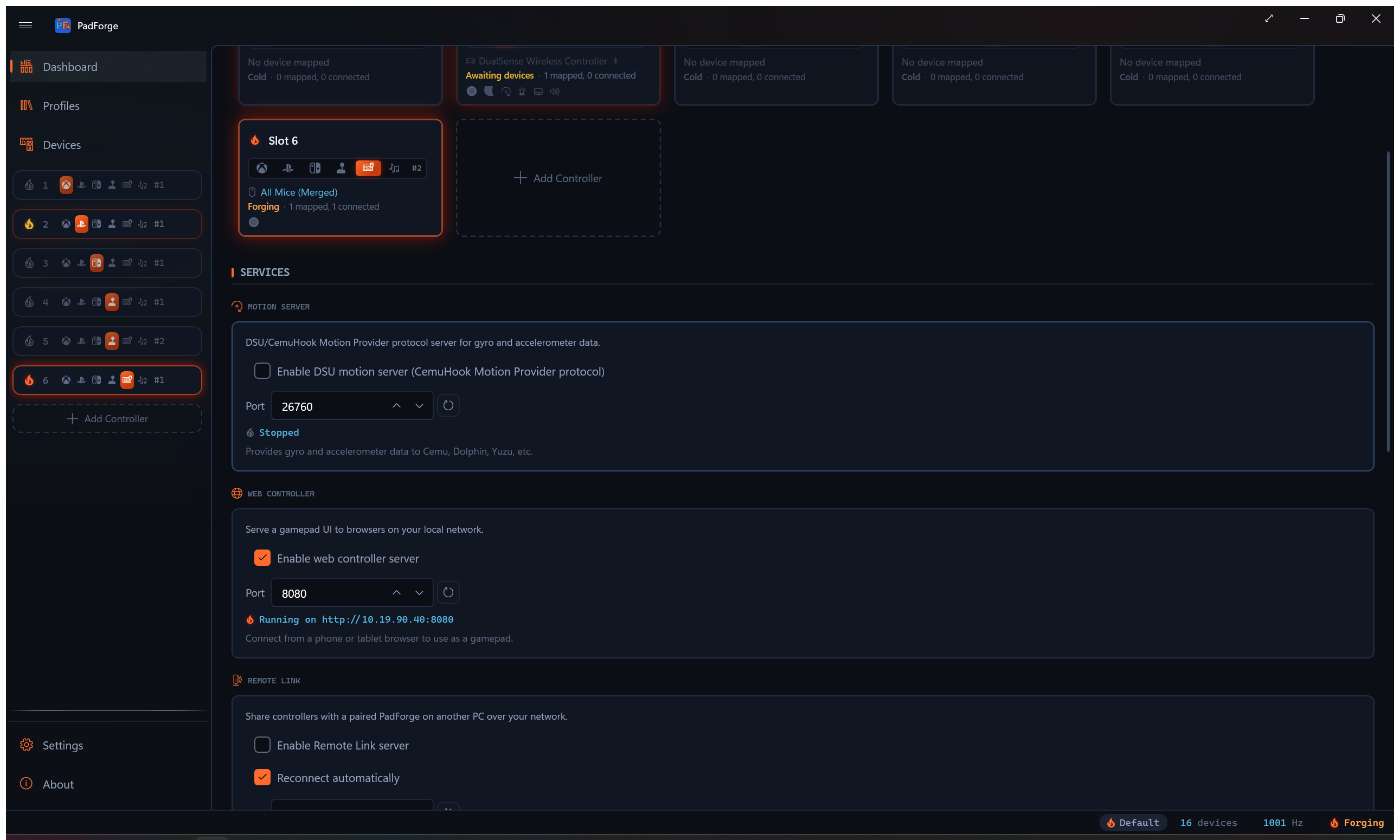 Remote Link section on the Dashboard with paired and nearby PCs