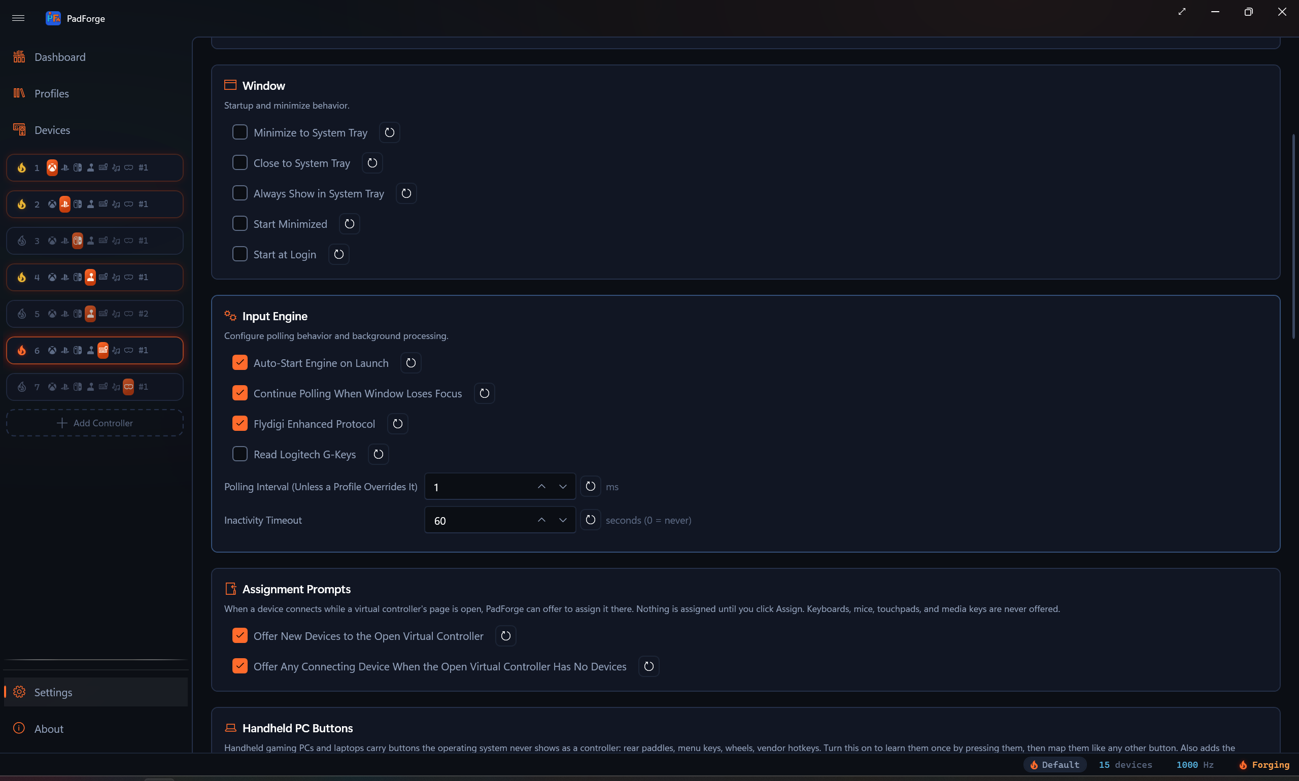 Settings page, Assignment Prompts card with both offer checkboxes