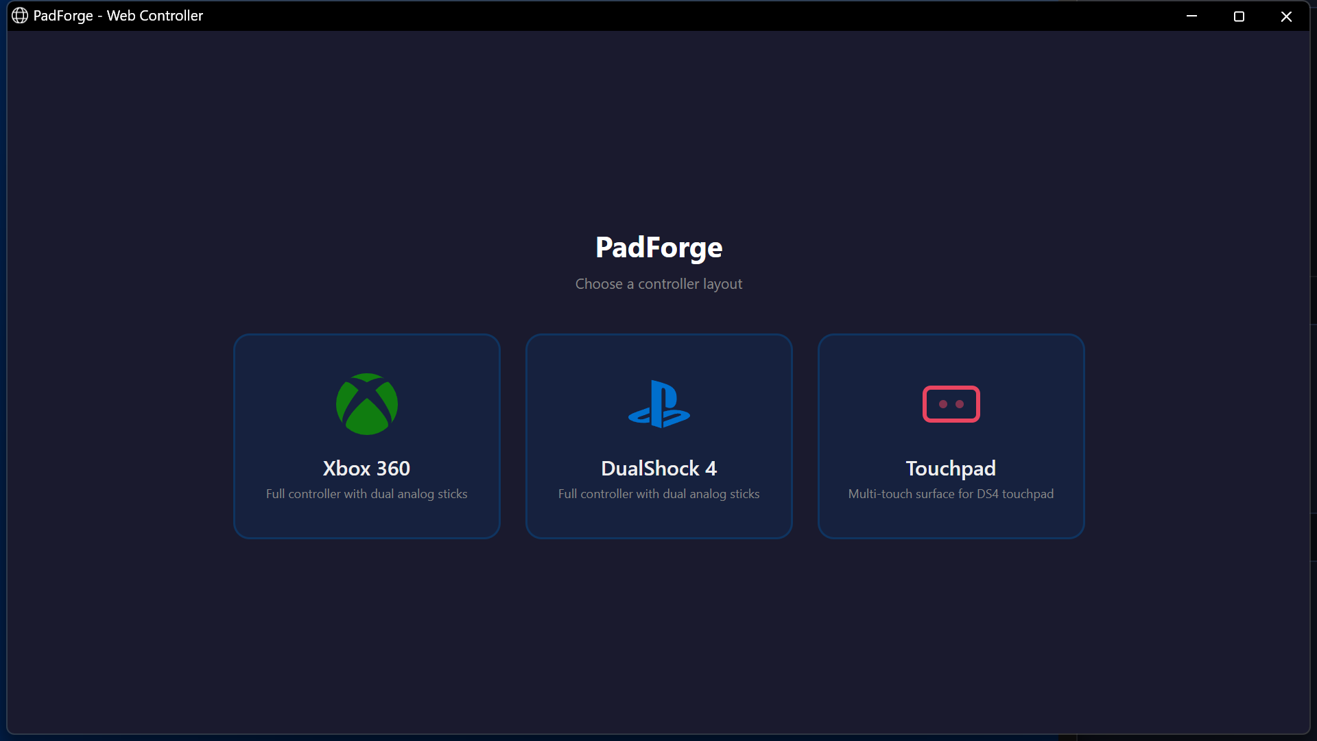 Web controller landing page